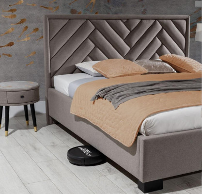 Upholstery Bed Furniture Bedroom Beds Taupe Brown 200x200cm Velvet