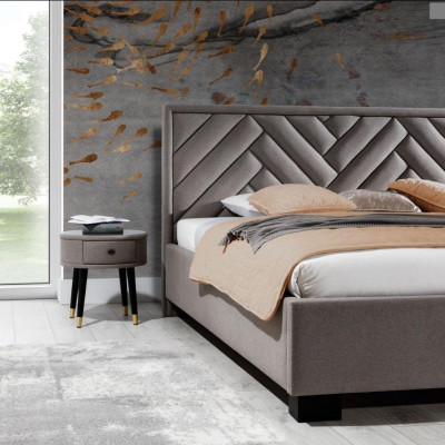 Upholstery Bed Furniture Bedroom Beds Taupe Brown 200x200cm Velvet