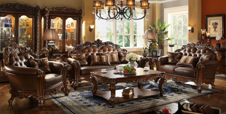 Complete set sofa set 5 pieces. Coffee table Sofa Couch Wood Living landscape