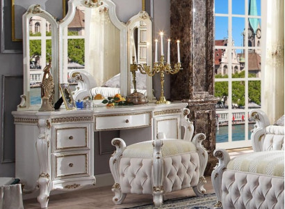 Carved Baroque Furniture Dressing table Stool Decoration Mirror Bedroom