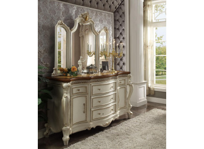 Buffet Sideboard Chest of drawers with Mirror Handcraft Real Wood Rococo Baroque