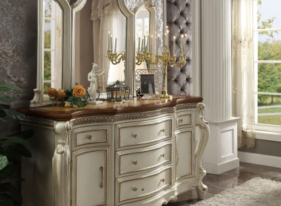Buffet Sideboard Chest of drawers with Mirror Handcraft Real Wood Rococo Baroque