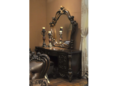 Carved Baroque Furniture Dressing table Stool Mirror Bedroom Chest of drawers 3pcs