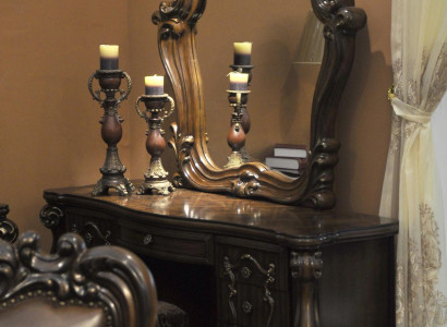 Carved Baroque Furniture Dressing table Stool Mirror Bedroom Chest of drawers 3pcs