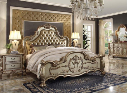 Classic s Bed Baroque Chesterfield Rococo Style Hotel Double Leather Antique