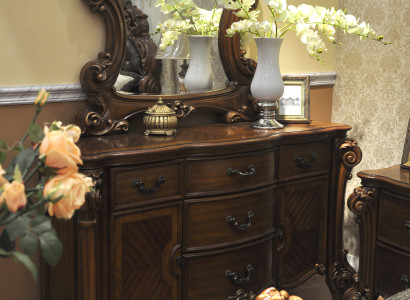 Noble Chest of drawers Buffet Chests of drawers Wardrobe + Mirror Baroque Rococo Sideboard Wood new