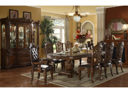 Dining room Garnitu Baroque Rococo Table & 8x Chesterfield Chairs 9 pieces. set