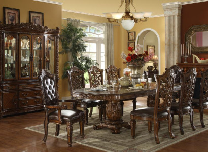 Dining room Garnitu Baroque Rococo Table & 8x Chesterfield Chairs 9 pieces. set