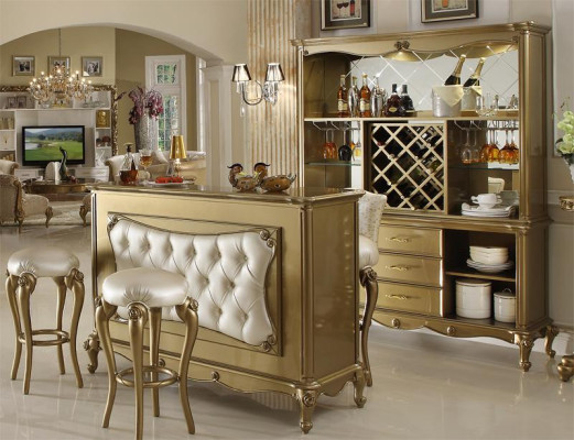 Modern bar furniture designer Chesterfield bar table with 2x bar stools Complete set 3 pieces.