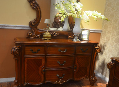 Buffet Sideboard Chest of drawers Mirror Real Handcraft Wood Baroque Rococo