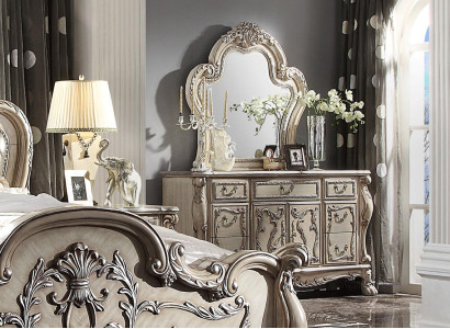 Mirror Chest of drawers Bedroom Wood Set Furniture Classic Chests of drawers 2pcs. Sideboard