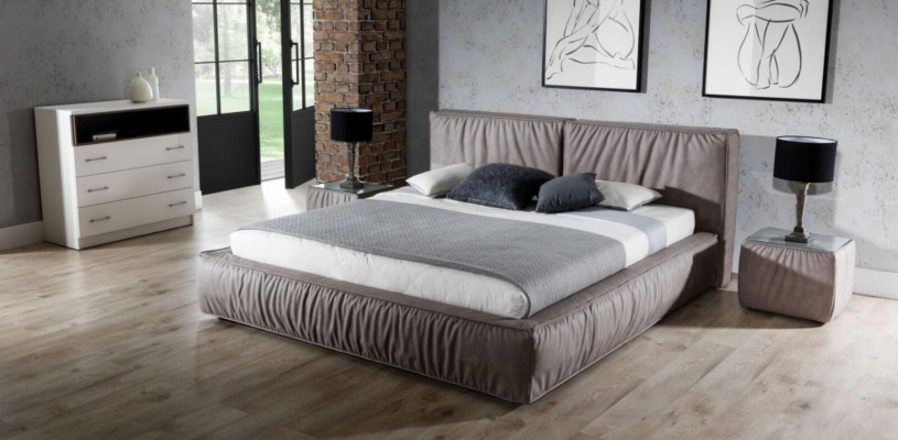 Bed Brown Bedroom Wood Furniture Textile Classic Art Deco Style
