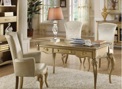 Office Set Furnishings Desk Suite Wood Table Armchair Baroque Rococo 2-piece.