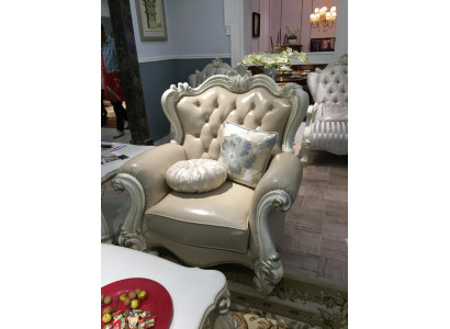 Upholstery 1 Seater Antique Style Chairs Beige Wood Baroque Throne Royal Armchair