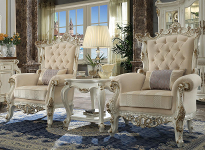 Throne Armchair Royal Upholstery 1 Seater Antique Style Chairs Beige Wood Baroque