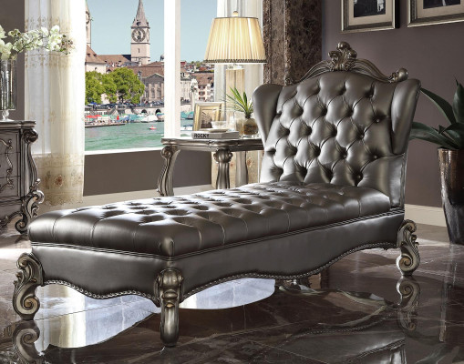 Chaise longues Chesterfield Lounger Chaise Leather Sofa Relax Silver Baroque