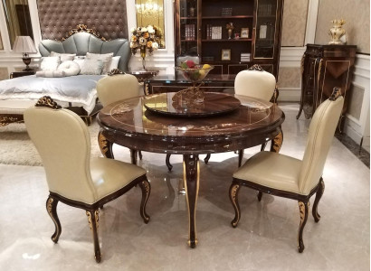 Round Dining table 6 Chairs Chair Dining room Complete Decor Suite Baroque