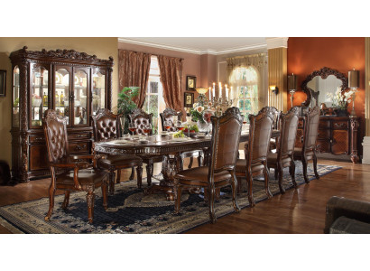 Luxurious Baroque style Dining room Suite Designer Dining table with Brown Chesterfield chairs