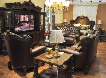 Sofa set 321 Seater Sofa Couch Leather Suite Upholstery Set Wood Baroque