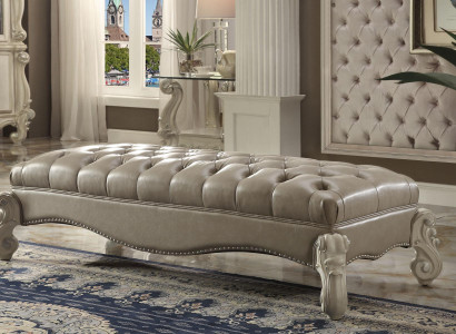 Stool Side Chaise Lounge Footstool Chesterfield Leather Ottoman Baroque Rococo