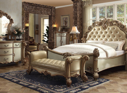 Bedroom Set Complete Furniture Bedside tables Chest of drawers Bed 7 pcs. Wood