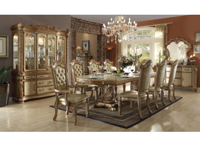 Golden Dining room set Luxurious dining table with chairs Designer sideboard