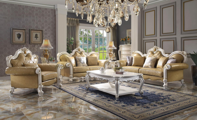 Sofa set 3+2+1 Seat Coffee table Set Sofa Upholstery Couch Leather 4pcs. set