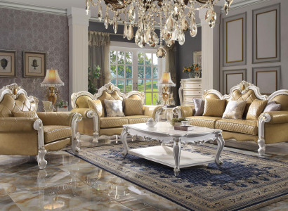 Sofa set 3+2+1 Seat Coffee table Set Sofa Upholstery Couch Leather 4pcs. set
