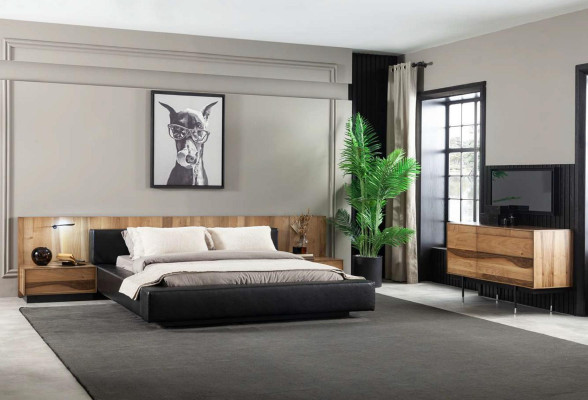 Bed luxury furniture 160x200 cm double bed in black color in modern