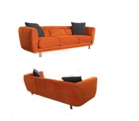 Orange four-seater designer living room sofa luxury seating furniture wooden frame