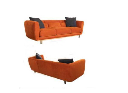 Orange four-seater designer living room sofa luxury seating furniture wooden frame