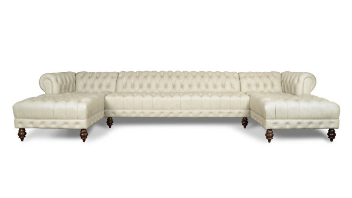 Chesterfield Couch U-shaped Sofa Classic Leather Living landscape Corner sofa - 366