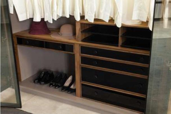Brown Wardrobe for Bedroom with Storage Glass Doors