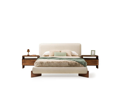 Suite Bedroom Double bed Bed Bedside tables Set 3pcs White Design