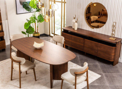 Dining set dinette Dining room Dining table Chairs Brown Sideboard Set 9 pieces