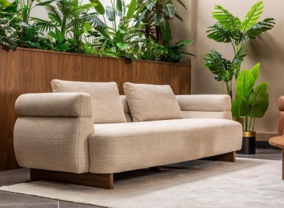 Three Seater Sofa 3 Seater Couch Upholstered Sofa Beige Fabric Sofa Modern