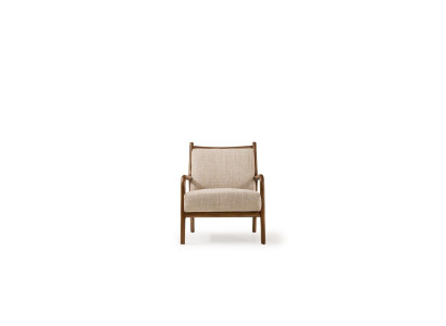Armchair Wing Chair Living room Seater Single Seater Fabric Armchair Beige Wood
