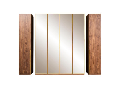 Wooden Cabinet Mirror Wardrobe Wardrobe Brown