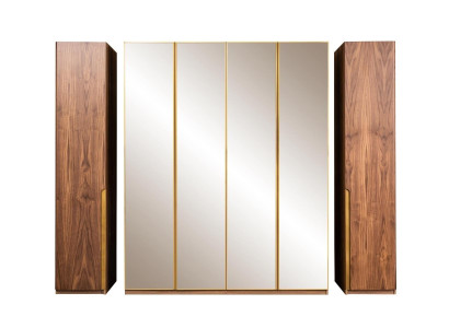 Wooden Cabinet Mirror Wardrobe Wardrobe Brown