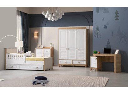 Modern Childrens room Set Bed Wardrobe Chest of drawers Desk Helles