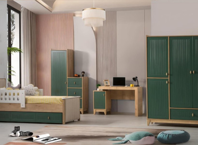 Childrens room Set Consists of Bed +2х Wardrobe +Desk 4pcs.