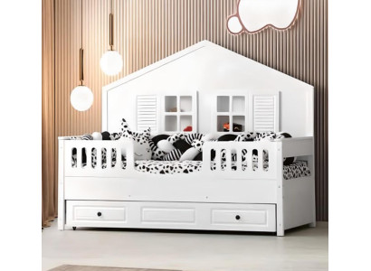 Childrens bed Wooden bed Functional bed Extendable White Wood Bed 90 x 200