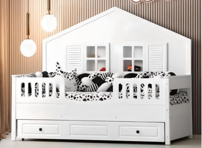 Childrens bed Wooden bed Functional bed Extendable White Wood Bed 90 x 200