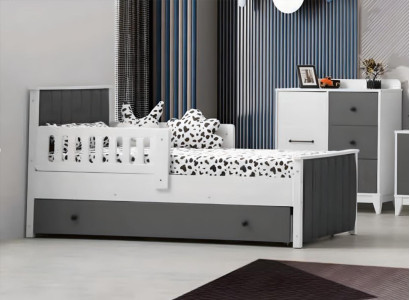 Childrens bed Bed Childrens room Children's room furniture Bed frame White Wood