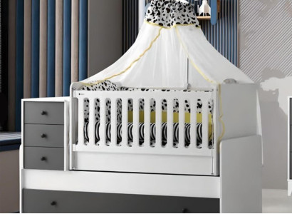 Modern Childrens bed Wooden bed Functional bed Extendable Bed 200 Wood White