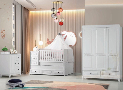 Modern Childrens bed Complete Youth Room Luxury Childrens room Set 3-piece White