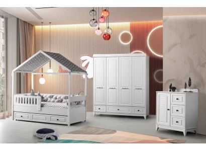 Modern Complete Youth Room Luxury Childrens Room Set 3pcs White Color new