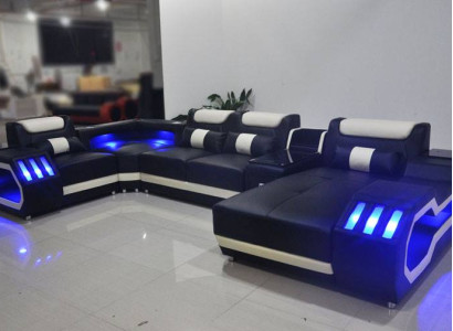 Living landscape Designer Couch Sofa Illuminated USB Station Corner sofa
