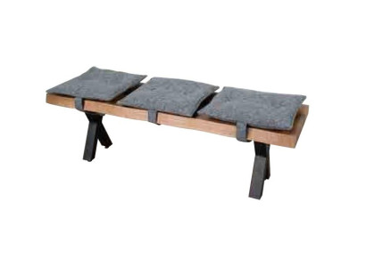 Modern designer wooden bench with upholstered seat for dining room