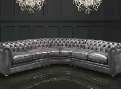 Chesterfield Corner sofa Corner sofa Designer Sofa Couch Velvet Leather Sofa Vintage 2016-14